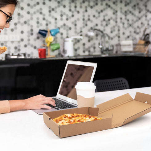 Pizza Boxes - 15 Pack Kraft Corrugated Pizza Takeout Boxes, Food Delivery, Gift Packing, 7.3x7.3x1.6" (Green)