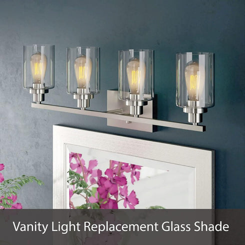 Aspen Creative 23615-01, 3-1/2" 5-1/2" 42mm. Clear Seeded Cylinder Glass Shade, Diameter x Height, Center Hole: