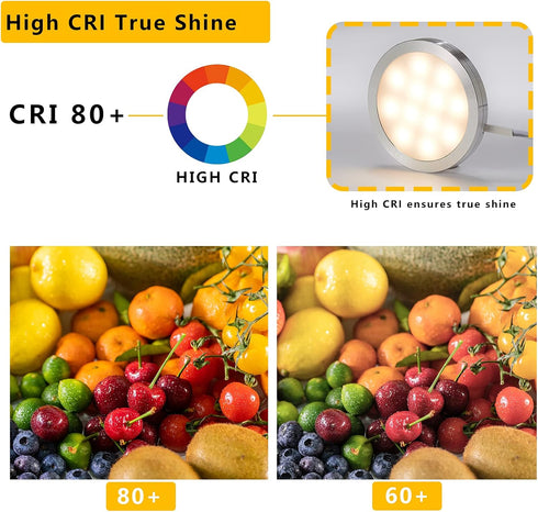 Dimmable 12V 4Pack) Smart LED Puck Lights with APP Control, Cabinet Lighting with Bluetooth, Music Sync and Timer