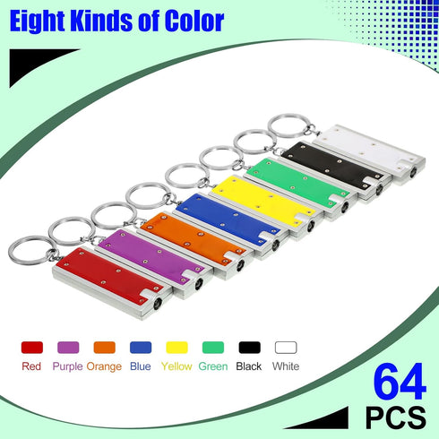 64 Hicarer Pieces Flashlights Keychain Bulk Mini Powerful LED Keychain Lights Portable Flashlight for Emergency Camping