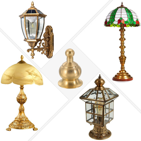 PATIKIL 17 28mm 2 Set x Lamp Finials Caps Knob, Solid Brass Lamp Shade Top Decoration Screw Cap Nuts with Brass