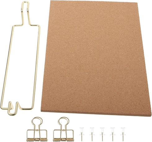 TOYANDONA Cork Board Bulletin Board with Metal Stand, Wooden Pin Notice Message Board for Home Office Desktop Memo