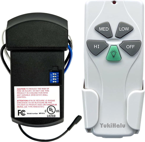 YukiHalu Universal Ceiling Fan Remote Control Kit, 3 Fan Speeds and Light Dimmer, UL Listed