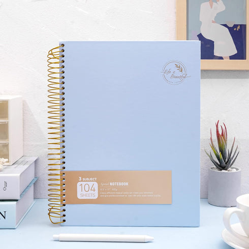 FLYING EAGLE College Ruled Spiral Notebook 8.5 X 11, 3 Subject Journal for Work and School