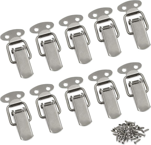 Zorfeter Small Stainless Steel Spring Loaded Toggle Lock Clasp Buckle Latch, Pack of 10 with Mounting Screws