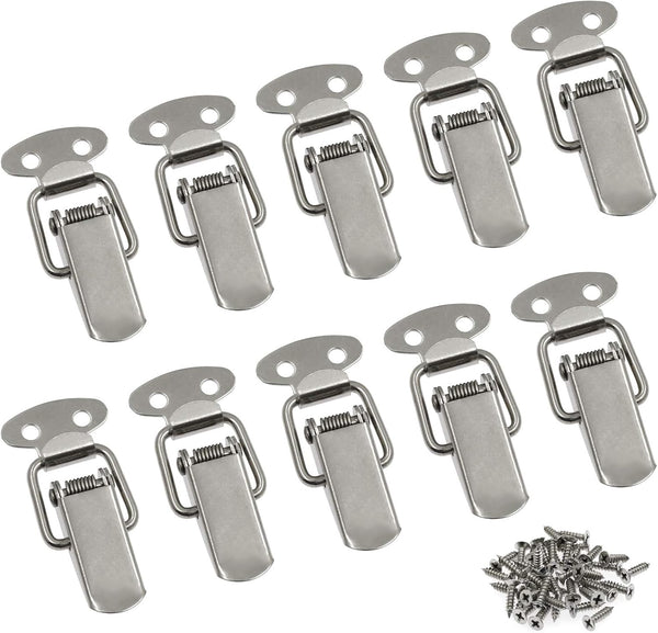 Zorfeter Small Stainless Steel Spring Loaded Toggle Lock Clasp Buckle Latch, Pack of 10 with Mounting Screws