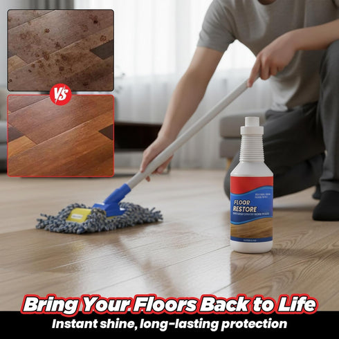 BIJIELAODIAO (2 PACK) Floor Restore Cleaner, High Solid Content Floor Polish for Shine Renewal & Protective Layer