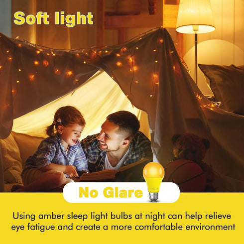 Bulb 2 PackDimmable 1800K Bulbs Blocking,A19 9W(60W E26 Bulbs Amber Sleep Light Warm Light for Healthy Sleep,Blue Light