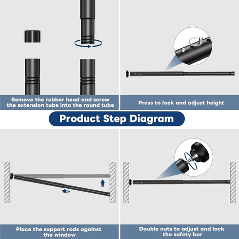 17-50 Inch Abiglifty Sliding Door Security Bar, Adjustable Heavy Duty Security Bar with Rubber Tips for Sliding Patio