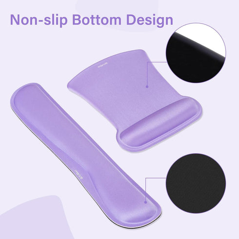 MOSISO Keyboard Mouse Pad Set, Large Gaming Mouse Pad & Wrist Rest, Ergonomic Non-Slip Mousepad for Home Office, Purple