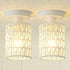 2-Pack Rattan Ceiling Lights Flush Mount, Close to Ceiling Light Fixtures with