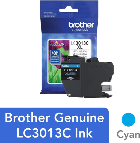 Brother Printer LC3013C Single Pack High Yield Cyan Cartridge, Up to 400 Pages