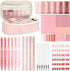 Janlaugh 38 Pcs Aesthetic College School Supplies, Pen Case, Sticky Notes, Gel Pens, Highlighters, Pink Color