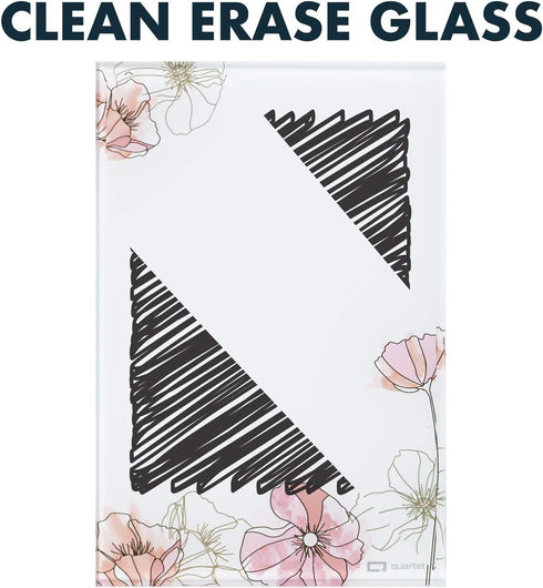 Quartet Glass Desktop Notepad, 9" x 6" Dry Erase Surface, Floral/White, 2 Pack