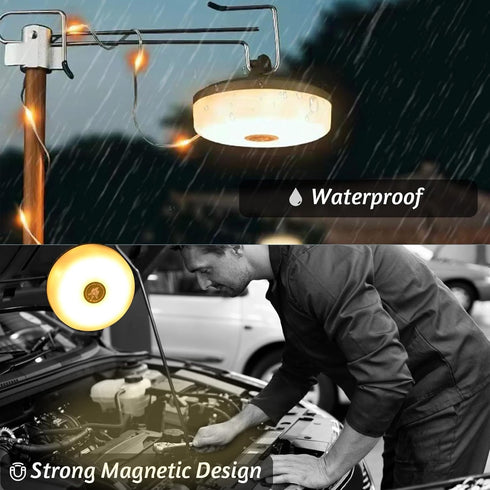 Janhaley 32.8ft 8 2 1 Camping String Lights, Portable Outdoor String Lights with Lighting Modes, Qucick Storage