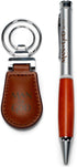 Dicksons Man of God 2 Piece Metal Woodgrain Ballpoint Pen & Leatherette Keychain Gift Boxed Set
