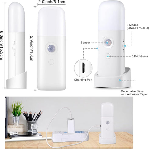 Dimmable Hallway(2Pack) CREWEEL Rechargeable Motion Sensor Night Light, Battery Operated nightlights, Motion Sensor