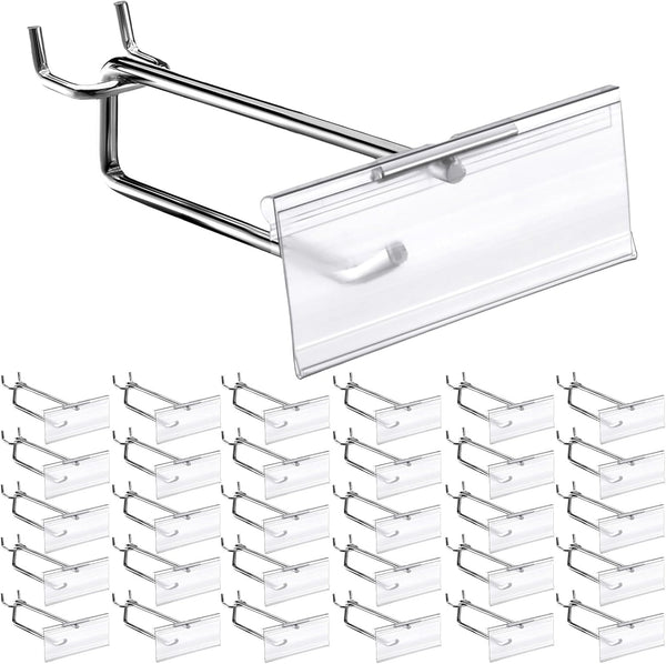 Thyle 50 Pcs Metal Scan Hook with Label Holder for 1/8" to 1/4" Pegboard, Wall Accessories for Home Garage Retail
