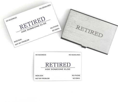 RXBC2011 Retirement Card, Funny Retirement Gift (Pack of 50 with Stainless Steel Case) for Retired Men, Women, Coworkers
