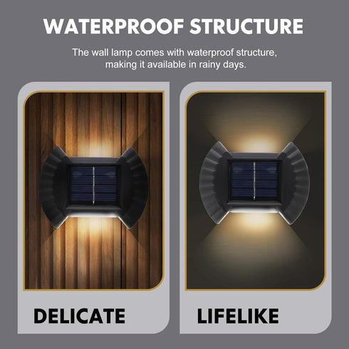8 Luxshiny Solar Powered Outdoor Wall Light with Warm LED Lights Waterproof Garden Wall Lamp for Yard Fence