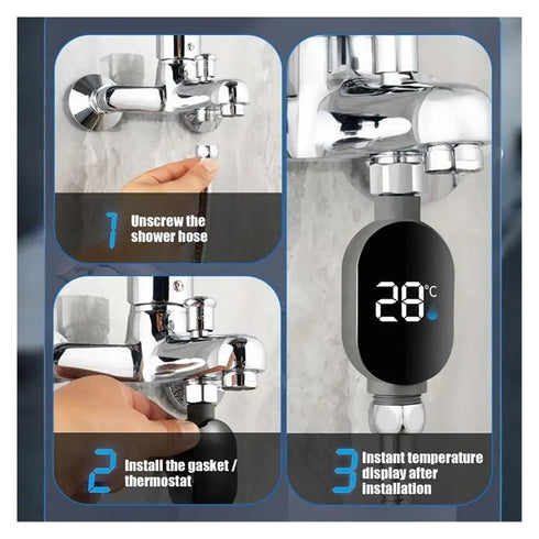 VBSNKLOI LED Shower Thermometer, LED Shower Temperature Meter Led Digital Display Instant-Read Temperature Gauge
