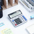 M&G Desk Calculator, 12 Digit Extra Large LCD Display, Dual Solar Power and Battery, Big Button Accounting Calculator