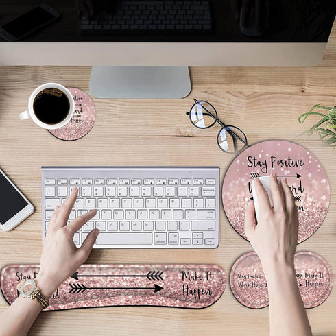 Ergonomic Mouse Pad with Wrist Support Set and Keyboard Wrist Rest Set for Laptop, Gaming, Office, Comfortable Pain