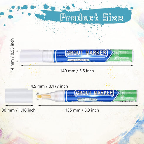 Zonon Grout Repair Sealer Pen for Bathrooms, Kitchen, Porch, Patio | 4 Pack Tile Paint Markers (White)