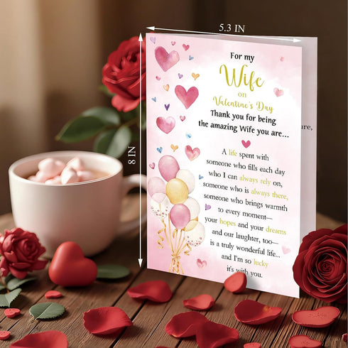Supoeguk Valentine's Day Card for Wife, Sweet Wifey Valentines Cards Gifts from Husband, Thank You for Being The