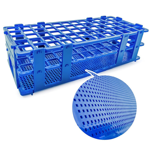 3 Packs Plastic Test Tube Rack, 60 Holes Holder for 16mm Tubes, Blue, Detachable