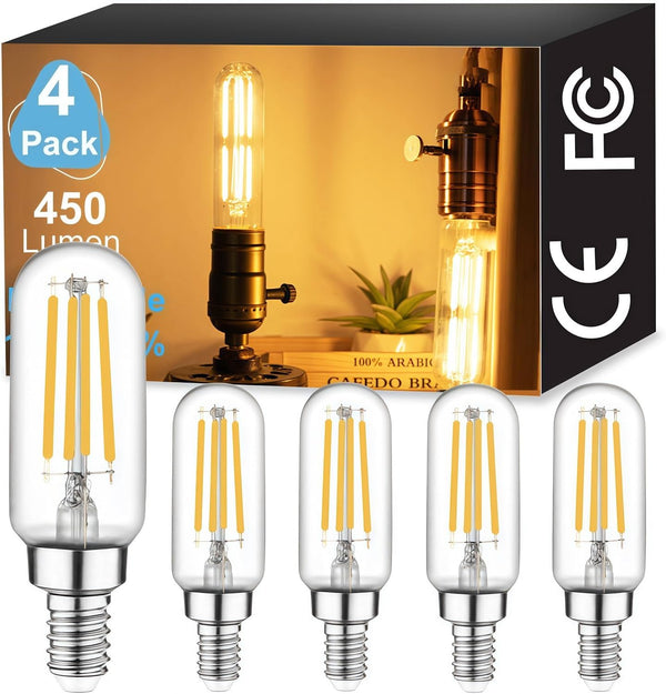 Vinaco 3.39 Inch E12 T6 LED Bulb Dimmable, 4 Pack T6 Candelabra