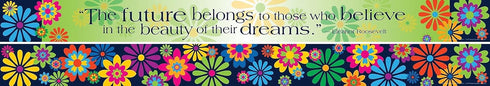 BARKER CREEK Double-Sided Border with Inspirational Quote, Italy Fiori Bellissimi for Bulletin Boards and Decor