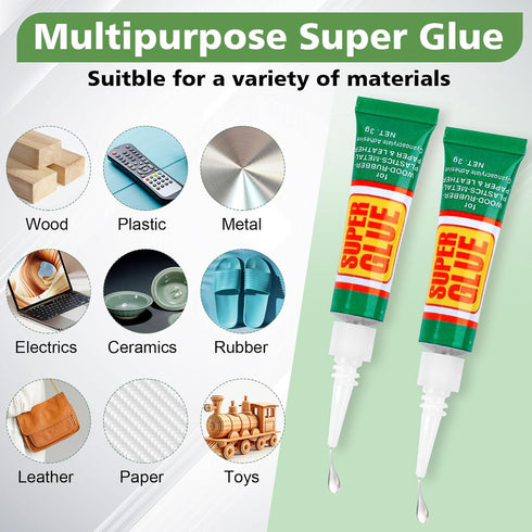 24 X 3g Super Glue Clear, Strong Adhesive,Super glue Fast Drying Cyanoacrylate Glue for Wood,Rubber,Leather, Plastic, Metal, Rhinestone Jewelry, DIY Crafts…