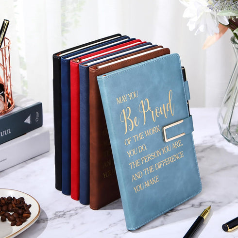 Qilery 12 Pcs A5 Leather Journal Notebooks with Ballpoint Pens, Appreciation Gifts for Coworkers, Teacher Graduation