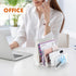 BEYGORM Acrylic Mail Holder, Clear Desk Organizer with Divider, Vertical Letter Sorter for Desktop, 5 Compartments
