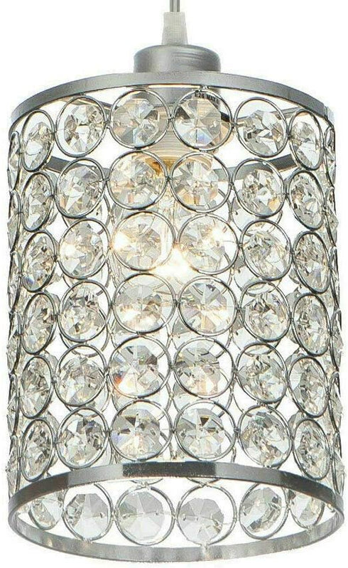 60W 110V (2 Pack) Modern Crystal Chandelier Lighting LED Light Crystal Ceiling Light Crystal Pendant Lamp Adjustable