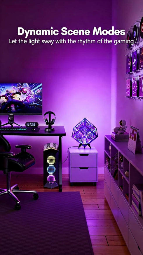Generic 100+ More(5Inches) Infinity Hyper Cube LED Table Lamp - Infinity Mirror Light with Patterns, Music Sync, App