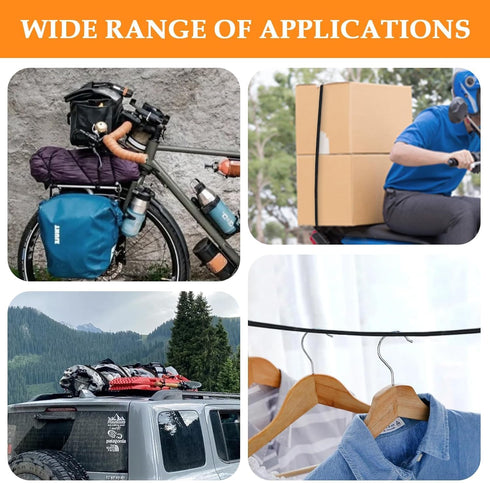 4 Pack Bungee Cords with Hooks, 24 Inch Heavy Duty Outdoor Bungee Cords, Black for Camping, Tarps, Bike Rack, Tent
