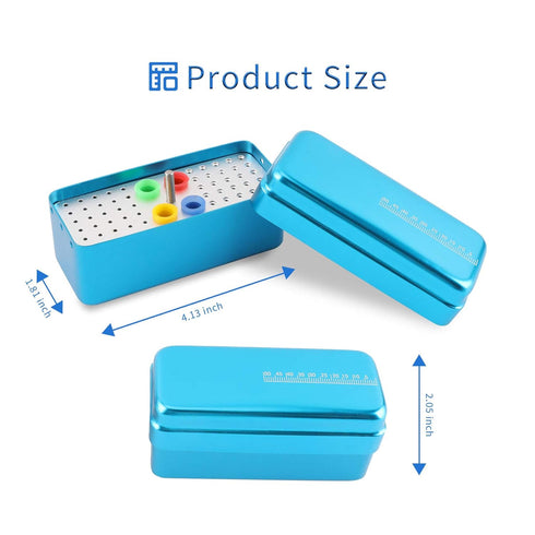 Annhua 60 Holes Dental Bur Blocks with Measurable Cover Autoclavable, Aluminum Burs Case Organizer Disinfection Holder Box for Dental Lab, Dentist Tool - Blue