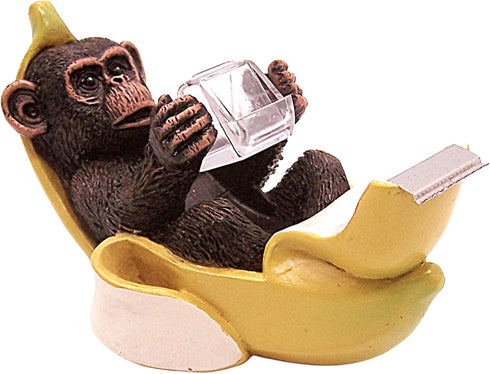 Monkey in a Banana Peel Tape Dispenser, Funny Animal Office Supplies, Unique Desk Accessory, 5.25 Inches by Wowser