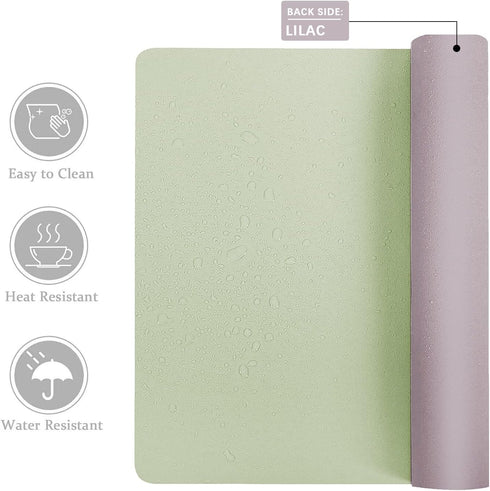 Desk Mat Large Protector Pad - Multifunctional Dual-Sided Office Desk Pad,Smooth Surface Soft Mouse Pad,Waterproof Desk Mat for Desktop, Pu Leather Desk Cover for Office/Home(Matcha, 31.5" x 15.7") by Aothia