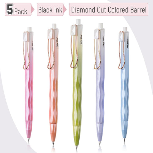 Mr. Pen- Diamond Cut Gel Pens, 5 Pack, Black Ink Gel Pens, Fast Dry, Retractable Gel Pens Fine Point 0.5mm, Retractable Pens, Cute Pens, Gel Ink Pens, Aesthetic Pens for Journaling by Mr. Pen