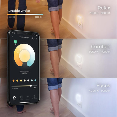 2000K 5000K GLOBE Electric Wi-Fi Smart Ambient Night Light with Motion Detection, No Hub Required, Voice Activated
