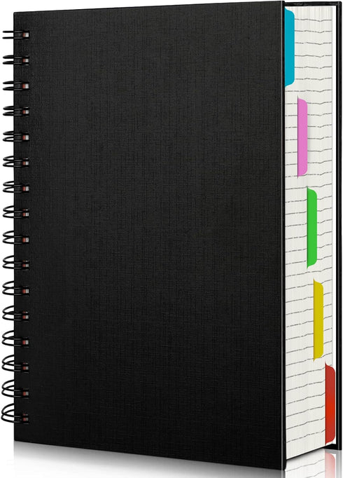EUSOAR A5 Notebook with Dividers, 1 Pack, 5 Subject, 120 Sheets, Hardcover College Ruled Paper, 100gsm Thick