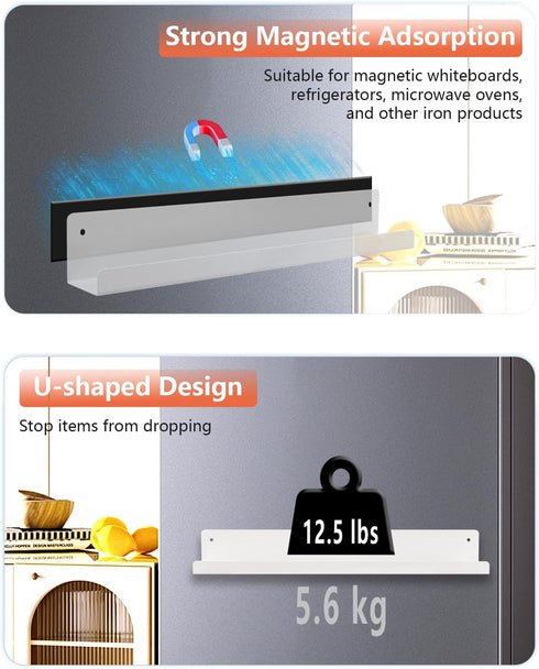 HDLDYDD 2-Pack 17 Inch 12.5 lbs, Magnetic Book Shelf for Whiteboard - Reusable Metal Magnetic Shelves, Holds Magnetic