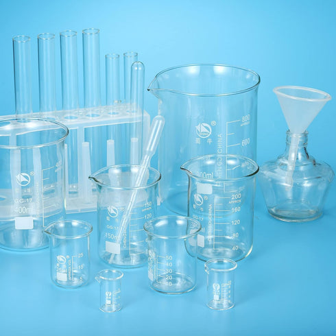 PATIKIL 400ml Low Form Glass Beaker, 2 Pack, 3.3 Borosilicate Glass with Graduated Scale for Kitchen Lab
