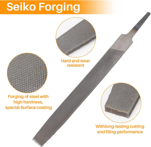 6-inch Flat Medium Cut File, Double Cut Teeth, High Carbon Steel, Suitable for Shaping Metal, Wood