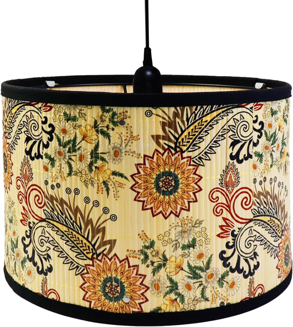 Crapyt E27 Vintage Shade Decorative Table Lamp, Small Drum Lampshade for Chandeliers,