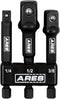 ARES 22022 3-Inch Impact Grade Socket Adapter Set, 1/4-Inch, 3/8-Inch, 1/2-Inch Drive for Impact Drill