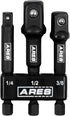 ARES 22022 3-Inch Impact Grade Socket Adapter Set, 1/4-Inch, 3/8-Inch, 1/2-Inch Drive for Impact Drill